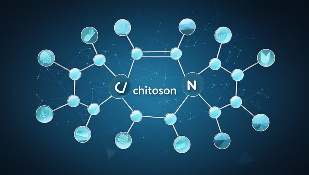 Illustration of chitosan molecule and its applications